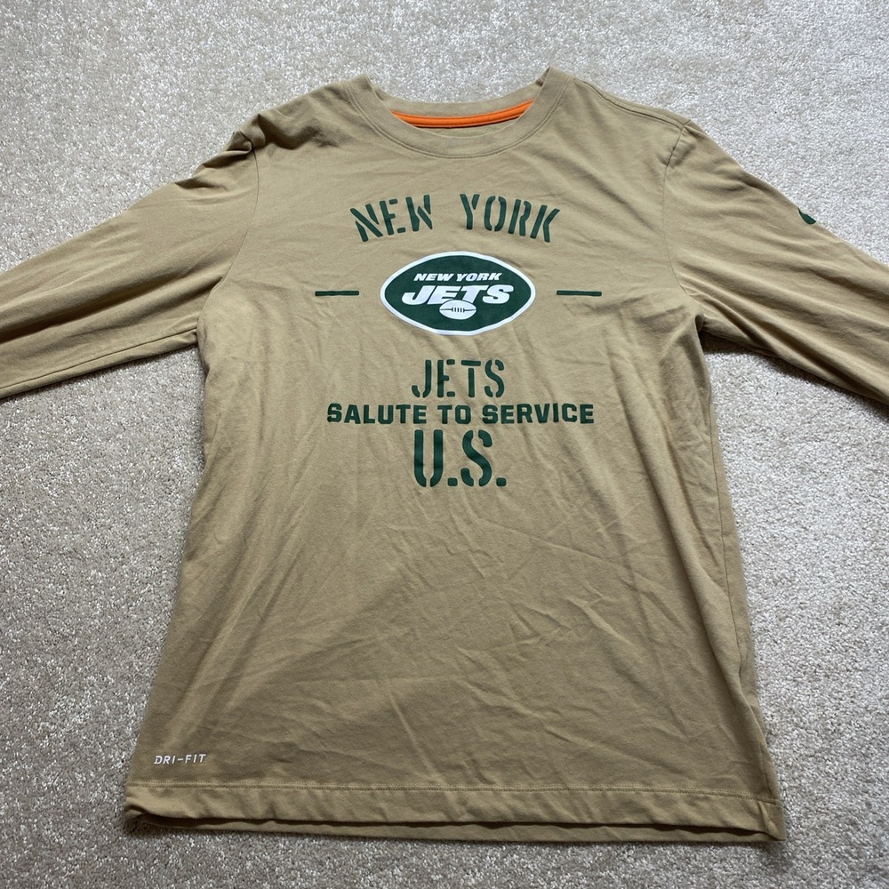 New York Jets Shirt Mens Small Brown NFL On‎ Field Apparel Long Sleeve Crew Neck